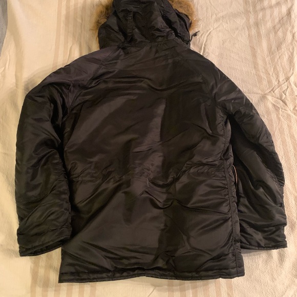Alpha Industries Black Parka with Faux Fur Hood - Picture 2 of 5